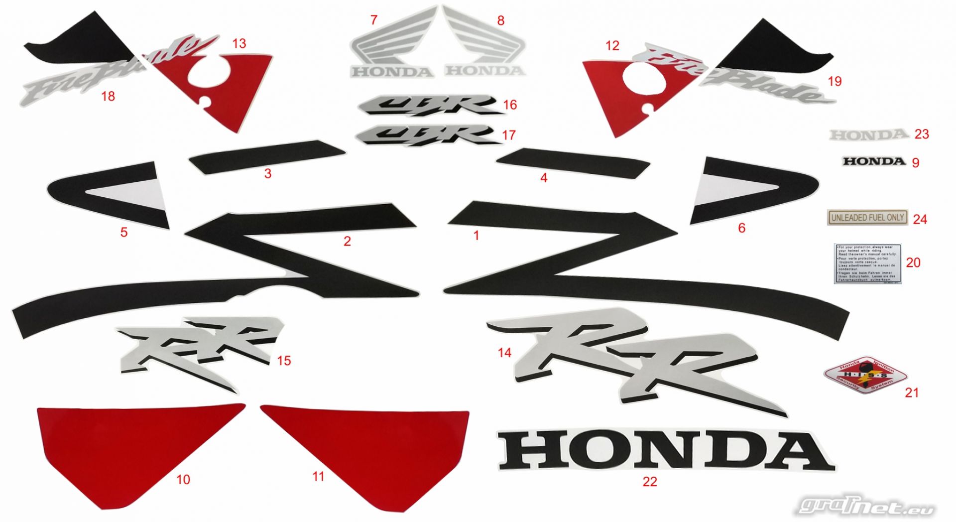 Naklejki Honda CBR 954RR 20022003 NIEBIESKOCZARNA